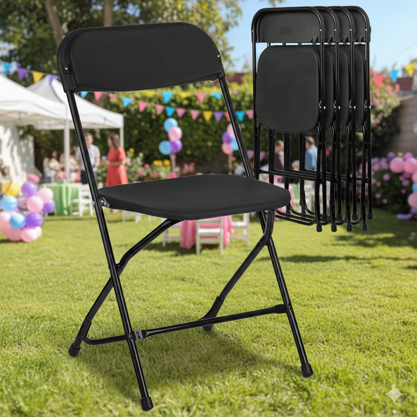 Renta de Silla Plegable Reforzada Color Negro en León - Todo Fiestas